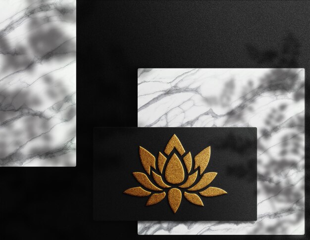 Luxe close-up reliëf logo visitekaartje mockup bovenaanzicht