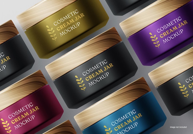 Luxe cosmetische crèmecontainer potten mockup met houten dop