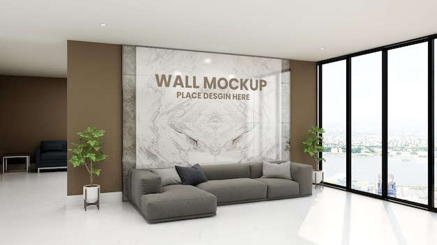 Luxe design interieur van wachtkamer 3d muur mockup