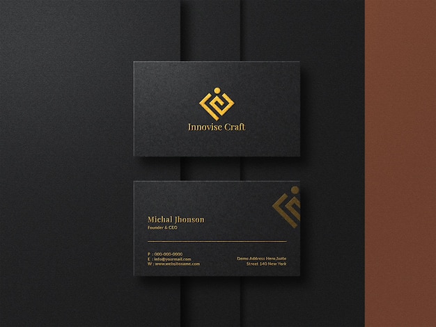 PSD luxe donkere visitekaartje logo mockup met embossed effect