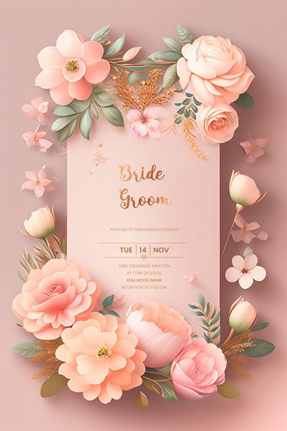 luxe en bloemen trouwkaart sjabloonontwerp