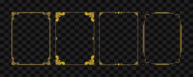Luxe gouden decoratieve kader op transparante achtergrond