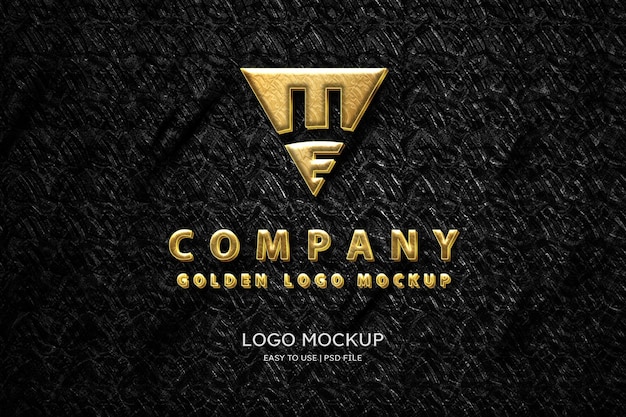 PSD luxe gouden logo-mockup op donkere textuur