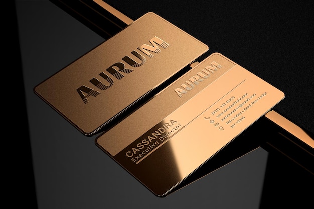 Luxe gouden metalen visitekaartje logo mockup