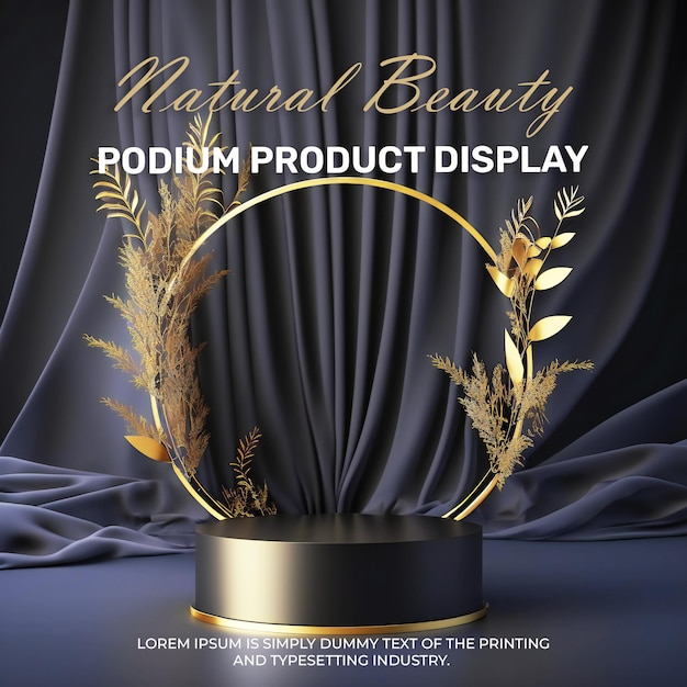 PSD luxe gouden podium podium display mockup voor productpresentatie, scène voor productweergave