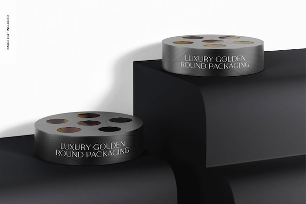 PSD luxe gouden ronde dozen mockup