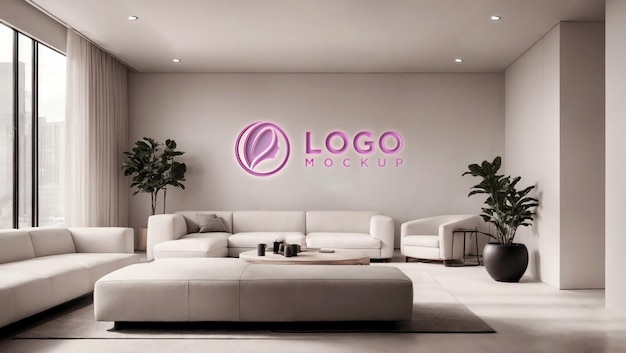 PSD luxe inscriptie roze licht neon logo mockup