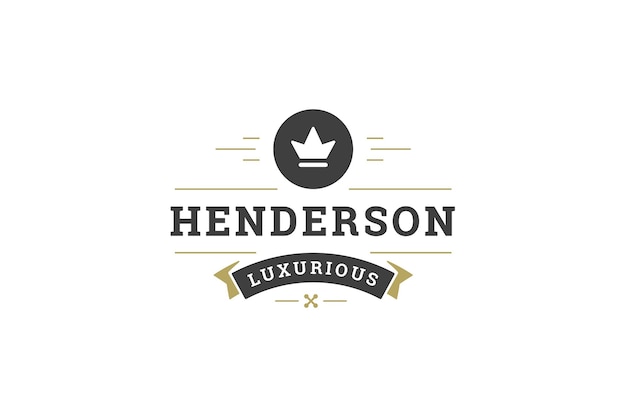 Luxe kwaliteit beste product insignia vintage logo ontwerp sjabloon monarchie kroon lint