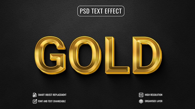 Luxe lettertypestijl mockup glanzend goud bewerkbaar 3D-teksteffect psd