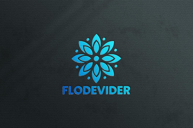 PSD luxe logo mockup op blauwe achtergrond