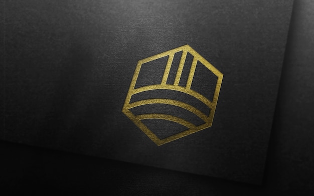 Luxe logo mockup op zwarte kaart 3d