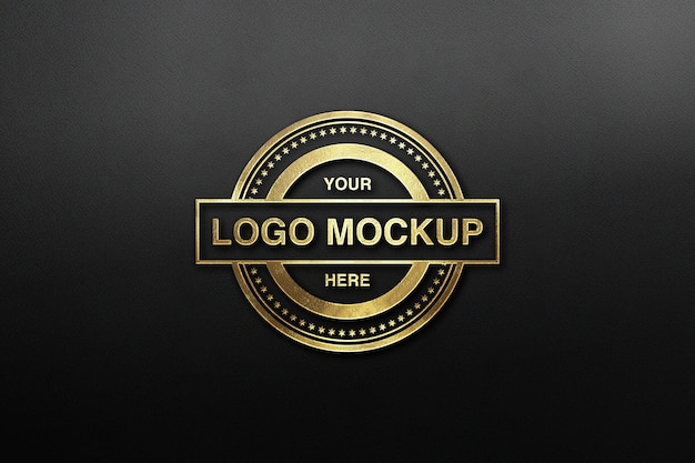 Luxe logo mockup op zwarte muur