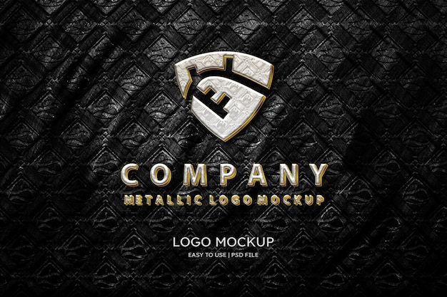 Luxe metalen logo-mockup op donkere muur