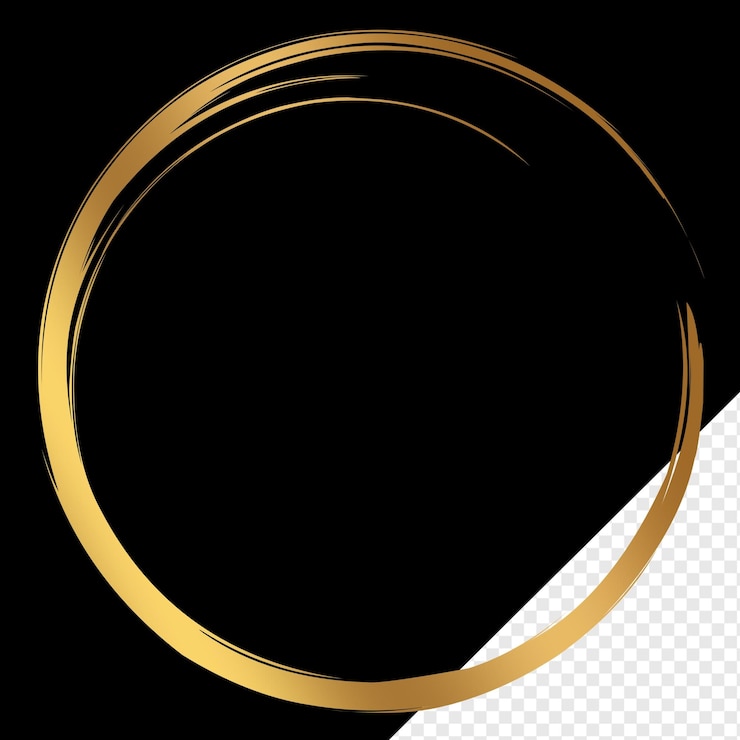 PSD luxe penseel stroke frame cirkel ontwerp element goud basis vorm cirkel frame penseel stroke gouden
