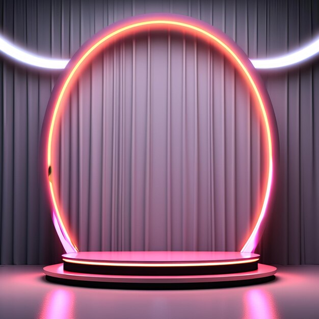 PSD luxe podium voor productpresentatie 3d-rendering in neonlicht gegenereerd door ai