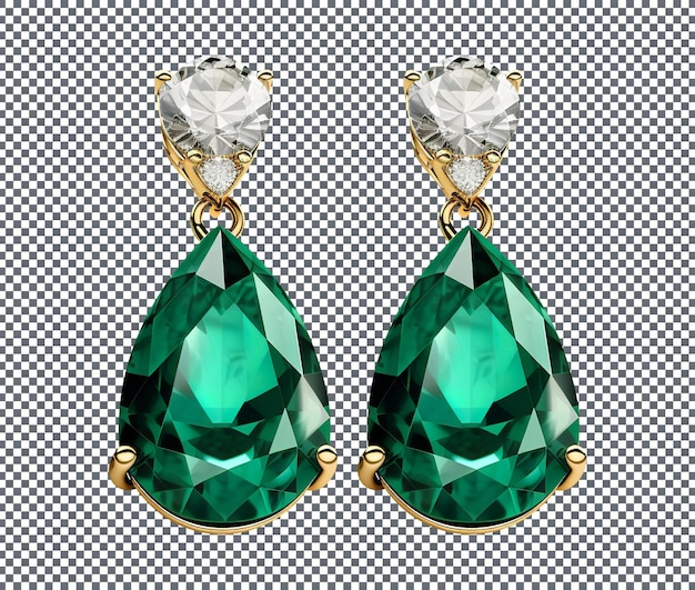 Luxe smaragd oorbellen geïsoleerd op een transparante achtergrond