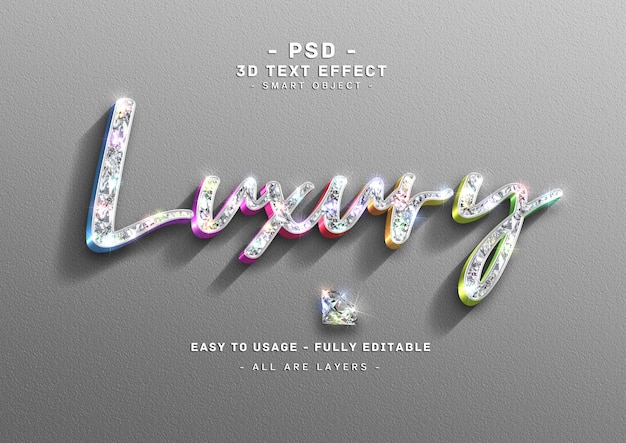 PSD luxe teksteffect 3d-kleuren diamantstijl