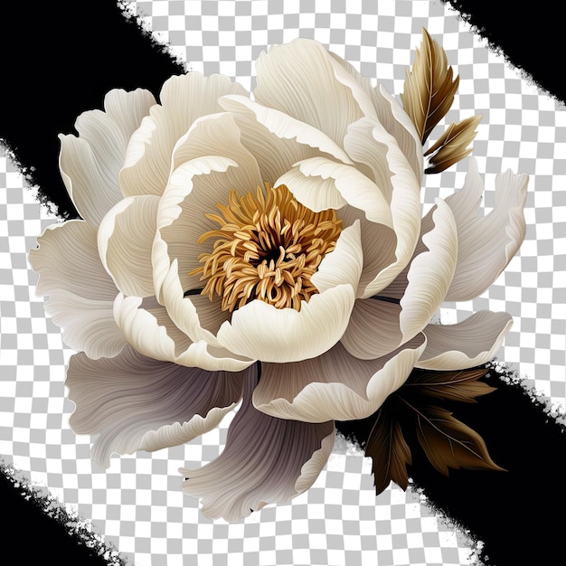 PSD luxe transparante bloem op zwarte achtergrond realistisch bloemendecor 3d-illustratie pioenbloesem