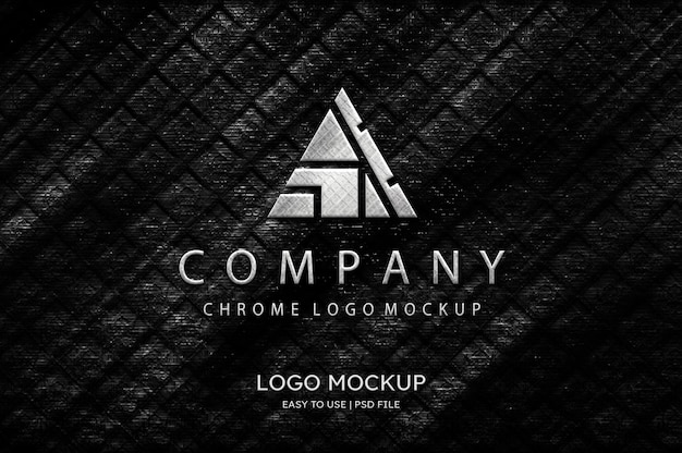 PSD luxe verchroomd logo mockup