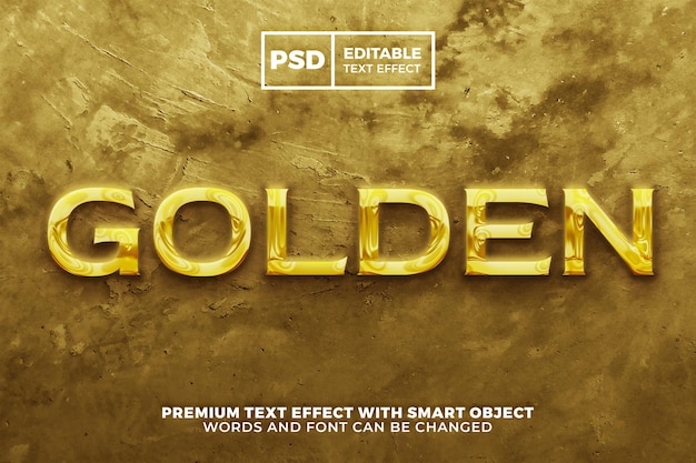 Luxe vloeibaar gouden 3d bewerkbaar teksteffect