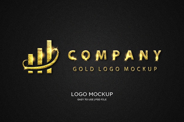 Luxe zwart kartonnen gouden logo mockup