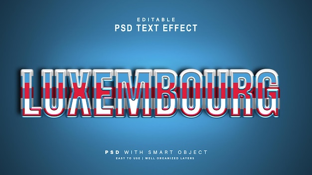 PSD luxembourg text effect. editable text smart object