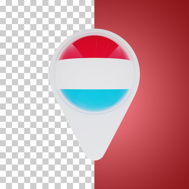 Luxemburg Vlag Pin Kaart Locatie 3D illustratie