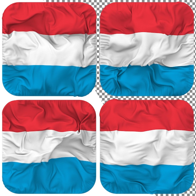 PSD luxemburgse vlag squire vorm geïsoleerd verschillende zwaaien stijl hobbel textuur 3d-rendering