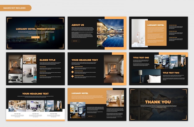 PSD luxuary hotel presentation dark slider template