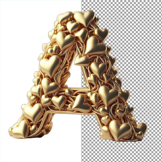 PSD luxurious 3d golden heart letters