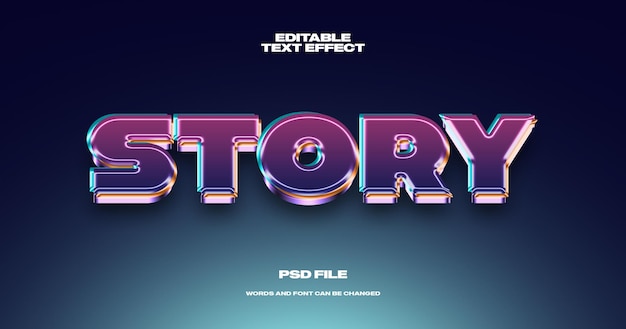 Luxurious 3d styled text story effect with flashy three colors editable