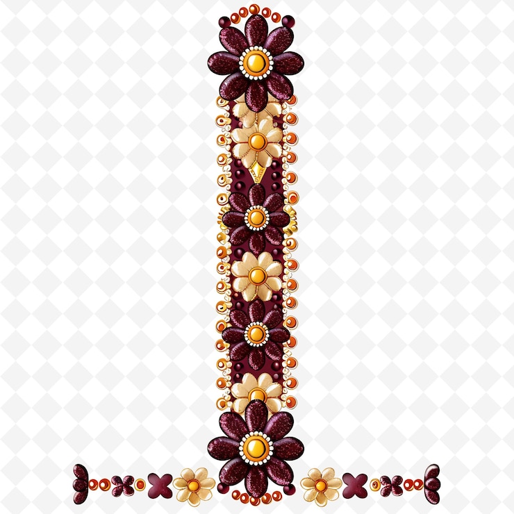 PSD luxurious belt featuring beads and daisies beads and flowers png natural inspired flat borderline