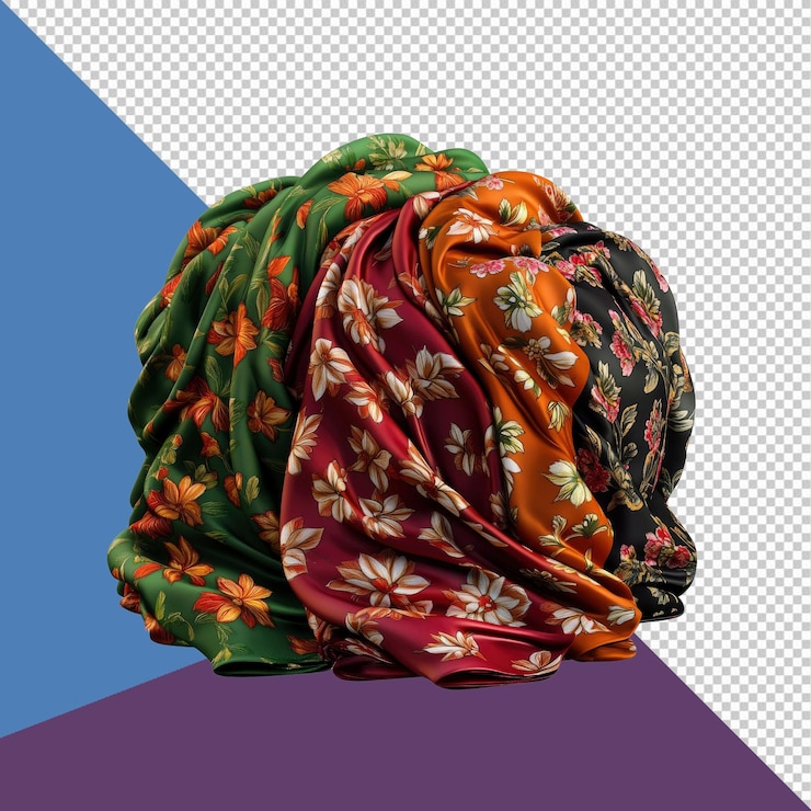 PSD luxurious draped floral fabrics in autumnal hues