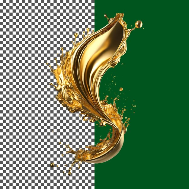 luxurious gold fluid splash premium stock image on transparent background png psd