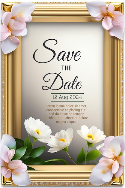 Luxurious golden floral wedding invitation for elegant ceremonyvintage baroque style save the date w