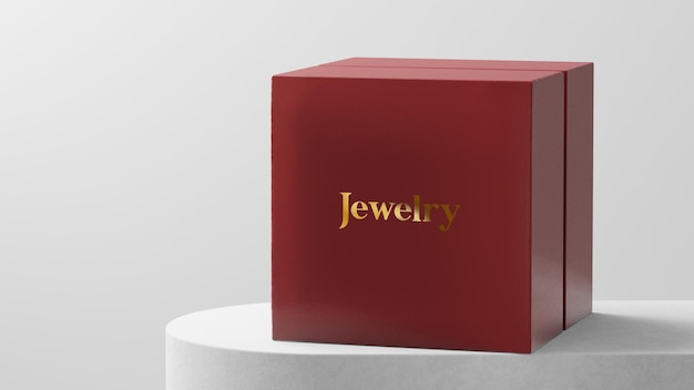Lussuoso logo mockup scatola per gioielli rossa