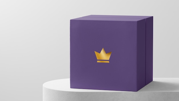 PSD luxurious logo mockup violet jewelry watch box