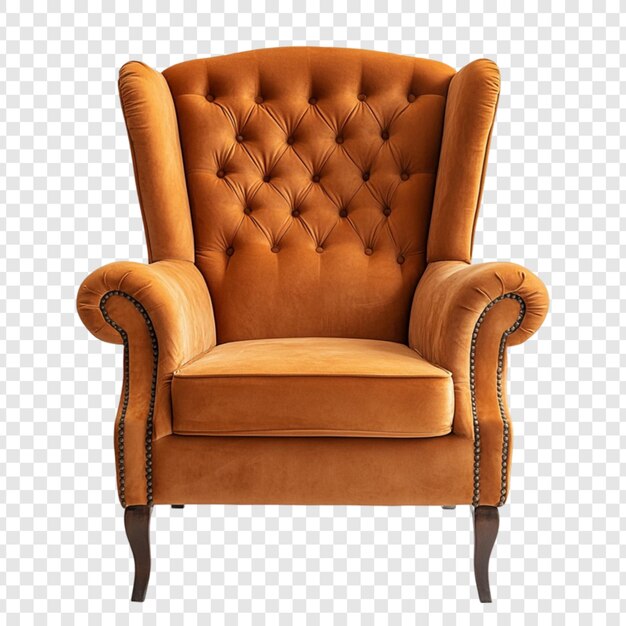 Luxurious Orange Velvet Wingback Armchair Elegant Home Decor