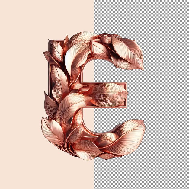 PSD luxurious rose gold leaf letter