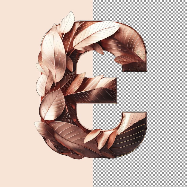 PSD luxurious rose gold leaf letter