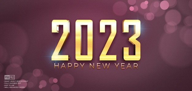 Luxury 2023 happy new year with editable gold style effect