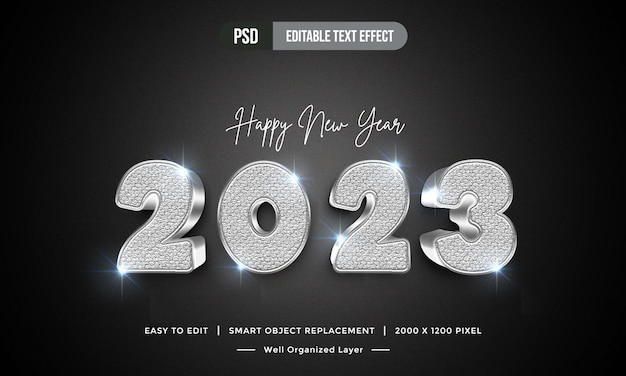PSD luxury 2023 silver 3d text style background mockup