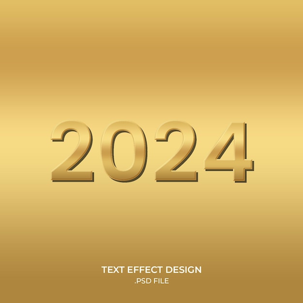 luxury 2024 text effect gold design editable on photoshop