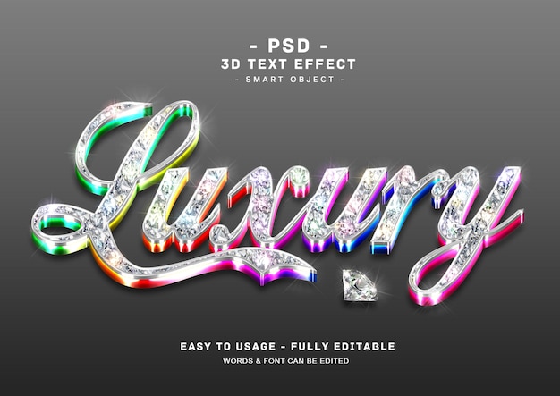 PSD effetto stile testo diamante con colori 3d di lusso