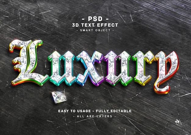 Luxury 3d diamond colors text style effect