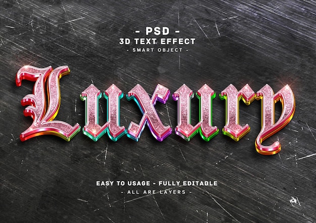 PSD luxury 3d pink colors text effect