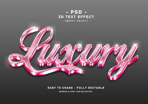 PSD 豪華な 3 d ピンクのグリッター テキスト スタイル効果