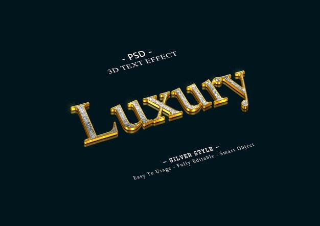 PSD luxury  3d silver text effect