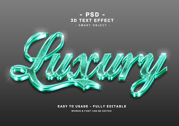 PSD luxury 3d tosca glitter text style effect