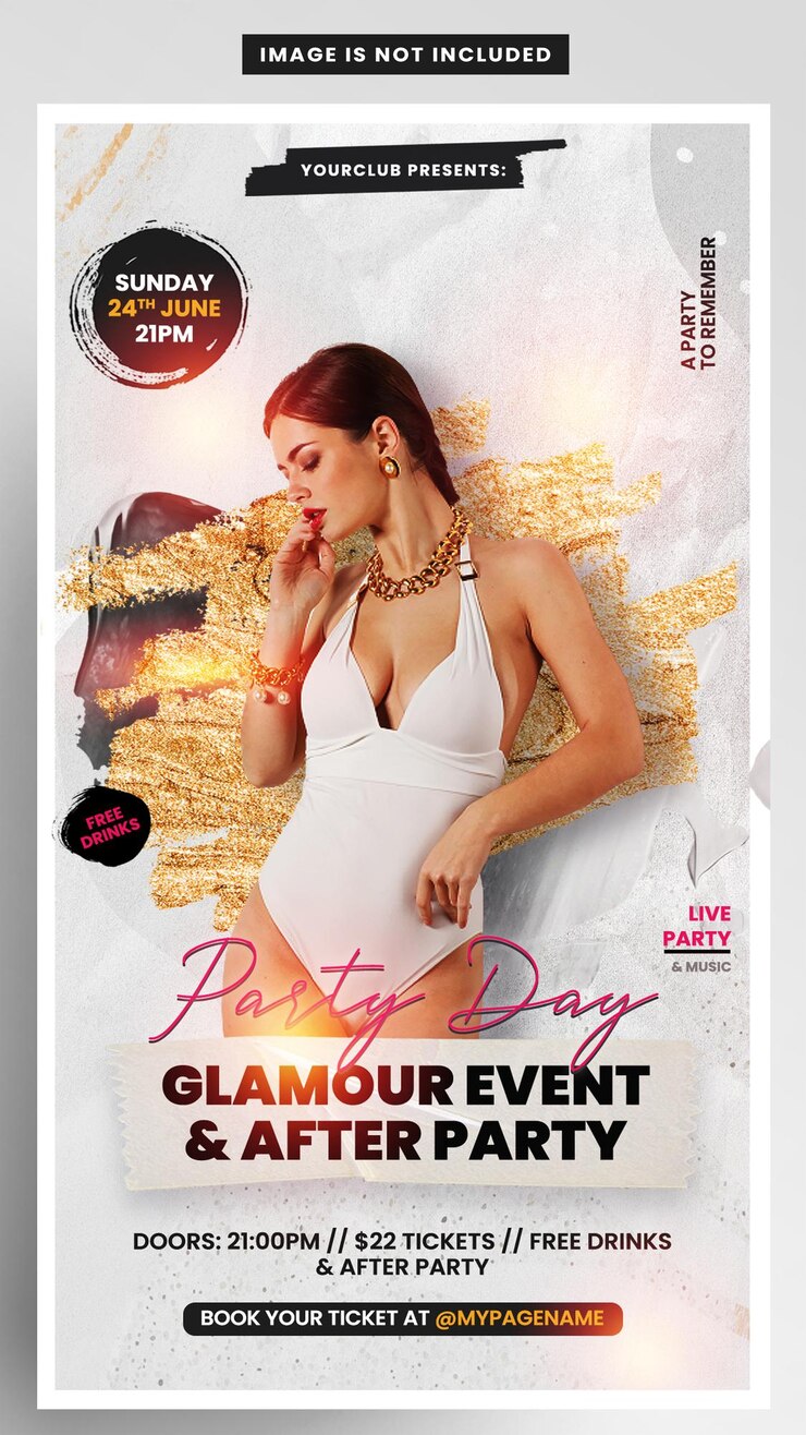PSD роскошная вечеринка после дня рождения instagram story flyer